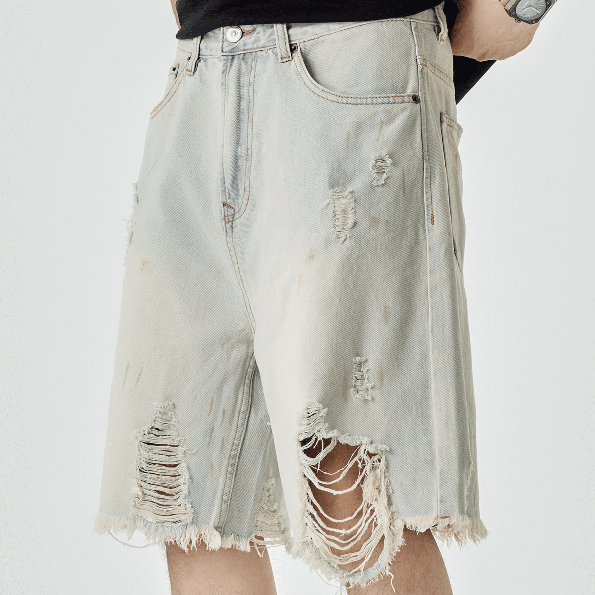 Acid Denim Shorts