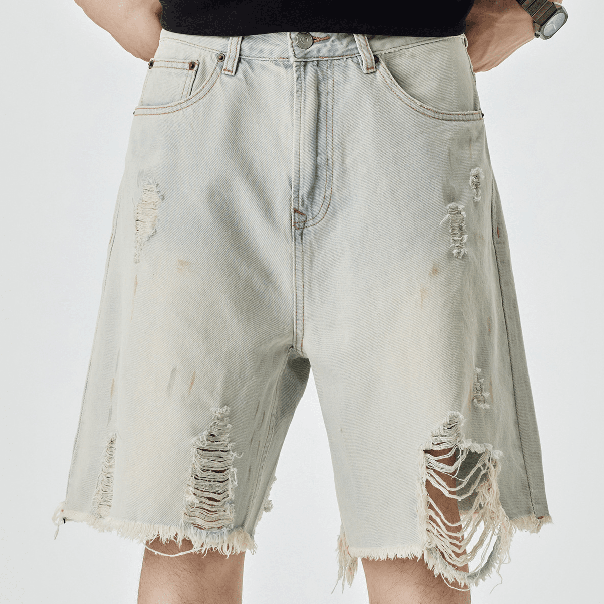 Acid Denim Shorts